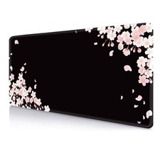 Ethereal Sakura Nightfall Black Floral Art Large Mouse Pad 35.4x15.7 Inch picture
