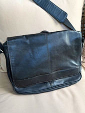 Wilson Black Leather Messenger Classic Vintage Bag Fits 15 in Laptop picture
