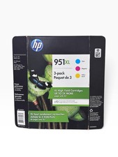 Genuine OEM HP 951XL Ink Cartridges Cyan Magenta Yellow 3-Pack Expired 09- 2020 picture