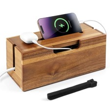 Acacia Cable Management Box Cord Hider Organizer Phone Stand 12 Inch picture