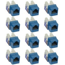 12 Pcs Cat6 RJ45 Network LAN Ethernet Keystone Jack 110 Punch Down Snap In Blue picture