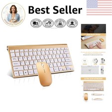 Stylish Gold Wireless Keyboard and Mouse Combo - Perfect for Windows Laptops picture