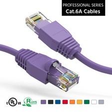 20 Pack of 10Ft CAT6A UTP Ethernet Network Booted Cable Purple picture