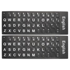 English Keyboard Stickers Cover Frosted Black Background White Lettering 2pcs picture