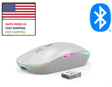 RGB LED Bluetooth Wireless Optical Mouse Rechargeable Dongle 2.4G Tablet PC picture