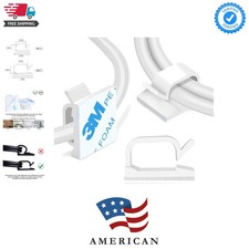 120PCS Adhesive Cable Wire Clips White, Cable Staples Outdoor Cable Managemen... picture
