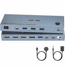 USB C KVM Switch 4K@60Hz,Dual Monitor USB C HDMI DP KVM Switch for 1 PC and 1... picture