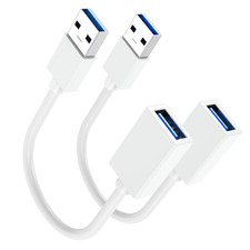 Short USB Extension Cable 6 inch 2-Pack White, 5Gbps USB Extender Cable Male to picture