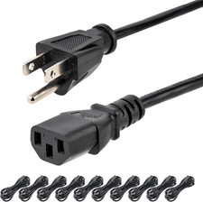 10Ft (3M) Computer Power Cord, NEMA 5-15P to C13, 10A 125V, 18AWG, 10 Pack, Blac picture