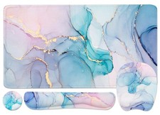 Keyboard Wrist Rest Large Mouse Pad Support Large, 4 Pcs Blue Marble  picture