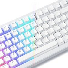 Pudding Keycaps, White PBT Keycaps 60 65 75 100 Percent, 130 Keys Shine Throu... picture