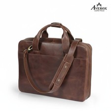 Men's Genuine Leather Laptop Briefcase 15.6