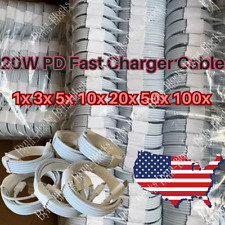 1-100 Lot PD USB Type C Fast Charger Cable For Apple iPhone 14 13 12 11 Pro XR X picture