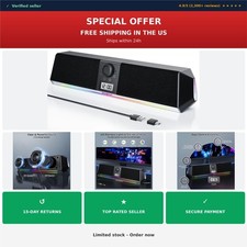 SOULION Bluetooth Computer Speakers USB Powered LED Clock Soundbar R80 picture