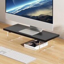 Black AntiSlip Clear Acrylic Monitor Stand Riser 2 Heights 7.8x15.7 Inch picture