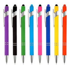 8 Pack 2-in-1 Stylus Ballpoint Pens Retractable for Touch Screens Black Ink picture