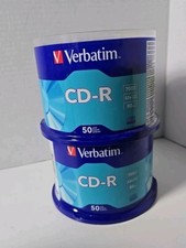 100 Verbatim 52x CD-R 700MB Capacity Gray 2/ 50 Packs New Old Stock Sealed. picture