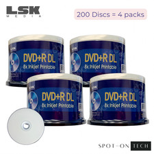 200 LSK DVD DVD+R DL 8x Dual Double Layer White Inkjet print 8.5GB 240Min Dup hp picture