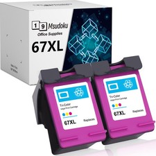 2 PACK 67XL Ink Cartridges Color for HP Envy 4100 6000 6400 DeskJet 2700 2752 picture