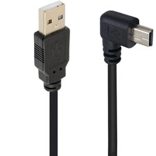 90 Degree Mini USB Extension Cable Black Left Angle 4.9FT | Mini 5Pin USB B picture