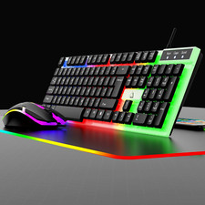 GT100 RGB LED Backlighting Wired Gaming Keyboard Mouse Sets with Mechanical Feel picture