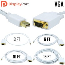 3 6 10 15FT Mini DisplayPort MDP Male to VGA Male Cable Cord Monitor Mac MacBook picture