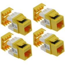 4 Pcs Cat5e RJ45 Network Ethernet Keystone Jack 180 Degree 110 Punch Down Yellow picture