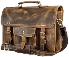 RUSTIC TOWN Leather Messenger Bag for Men - Full Grain Leather Briefcase Laptop picture