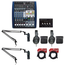 Presonus+Audio Technica Podcast Studio Bundle w/Mixer+(2) Mics+Headphones+Booms picture