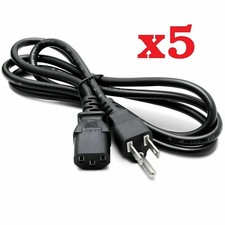 (LOTS of 5) 3-Prong Trapezoid Computer Power Cord PC Standard Wire Cable picture