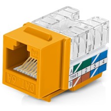 Everest 90° Angled RJ45 Cat6 Keystone Jacks 50-Pack in Yellow - Slim Profile Fem picture
