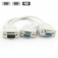 1 PC to 2 MONITORS CONNECTOR SPLITTER VGA SVGA SPLITTER DISPLAYING 2 MONITOR US picture