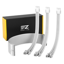 PSU Extension Cable Sleeved Custom Mod PC Power Supply Soft Nylon Braided White picture