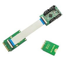 Cablecy Mini PCI-E PCI Express & NGFF A+E Key to SATA 3.0 Four Ports Adapter picture