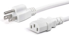 3 Prong AC Power Cord - NEMA 5-15P to C13, 18 AWG, NOT EXTENSION, White, 10 Feet picture