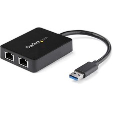 StarTech.com USB 3.0 to Dual Port Gigabit Ethernet Adapter w/USB Port - picture