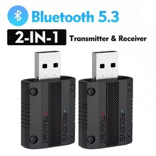 2x Bluetooth 5.3 Transmitter Receiver USB Plug & Play Wireless Car Audio Adapter picture
