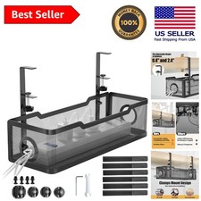 Modern Cable Management Solution - Black Tray with Clips for Clean Office Space picture