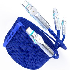 USB C to C Cable 6.6ft,240W 2-Pack Braided 180°Rotating Type 6.6FT, Blue  picture