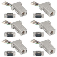6 Pcs DB9 9-Pin RS232 Male to RJ11 RJ12 6P6C Phone Line Adapter Modular Ivory picture