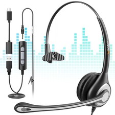 3-in-1 USB/3.5mm/Type-C Headset with Noise Canceling Mic, Mono Computer Headp... picture