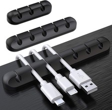 SOULWIT 3 Pcs Silicone USB Cable Holder Clips, Self Adhesive - Black picture