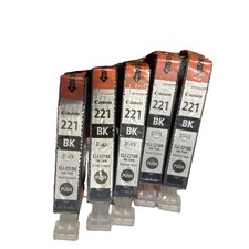 5 Canon 221 BK Black Ink Cartridge GENUINE NEW picture