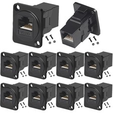 10 PCS DType CAT6A Panel Mount RJ45 PassThrough Coupler Female To Female picture