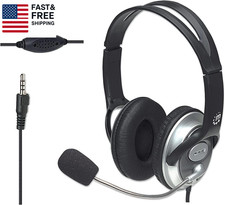 Wired Stereo Headset with Mic, 3.5 Mm Plug, 8 Ft Cable picture