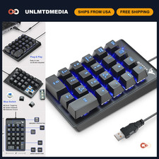 22-Key Mechanical Numeric Keypad USB Numpad for Laptop, LED Backlight, Gaming & picture