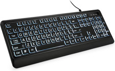 Large Print Backlit Keyboard Wired USB Easy Vision Senior Low Light Full Size picture