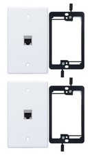 RJ45 Ethernet Wall Plate 1 Port Cat7 Shielded Keystone Coupler White 2 PCS picture
