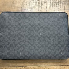 Coach Laptop Case Signature Canvas Charcoal/Black 14x10 Tech Case CW378 picture