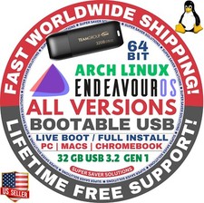 ENDEAVOUROS 2025 LINUX OS / LIVE + FULL BOOT / DVD, USB / 64-BIT / MAC, PC picture